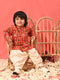 Boy's' Red Patola Print Festive Kurta Pyjama Set